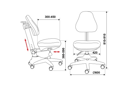 Кресло детское Бюрократ KD-2 синее / принт карандаши