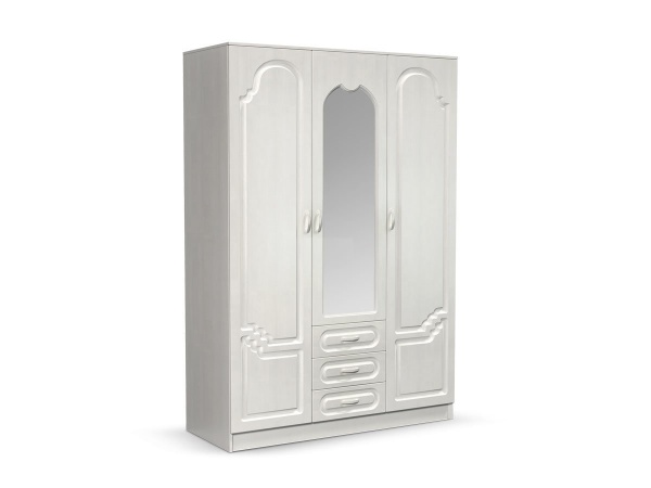 Шкаф 3-х Створчатый Герда Белый/Белый Глянец Ш-1350хВ-2016хГ-540 мм