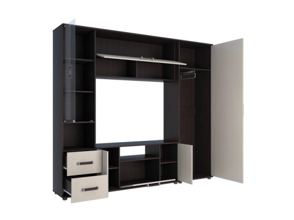 Гостиная Арктика-7 Венге/Дуб Молочный (Д-2200 х В-1950 х Г-393 мм)