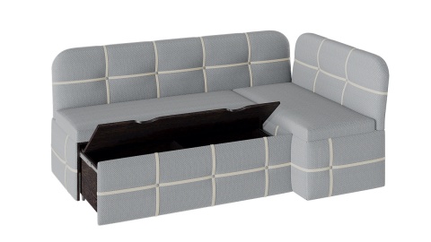 Скамья Угловая со Спальным Местом «Майами» (Дуб Сонома Трюфель/Рогожка Сине-Бежевая)Д-1910+1220 мм x Г-500 мм x В-780 мС